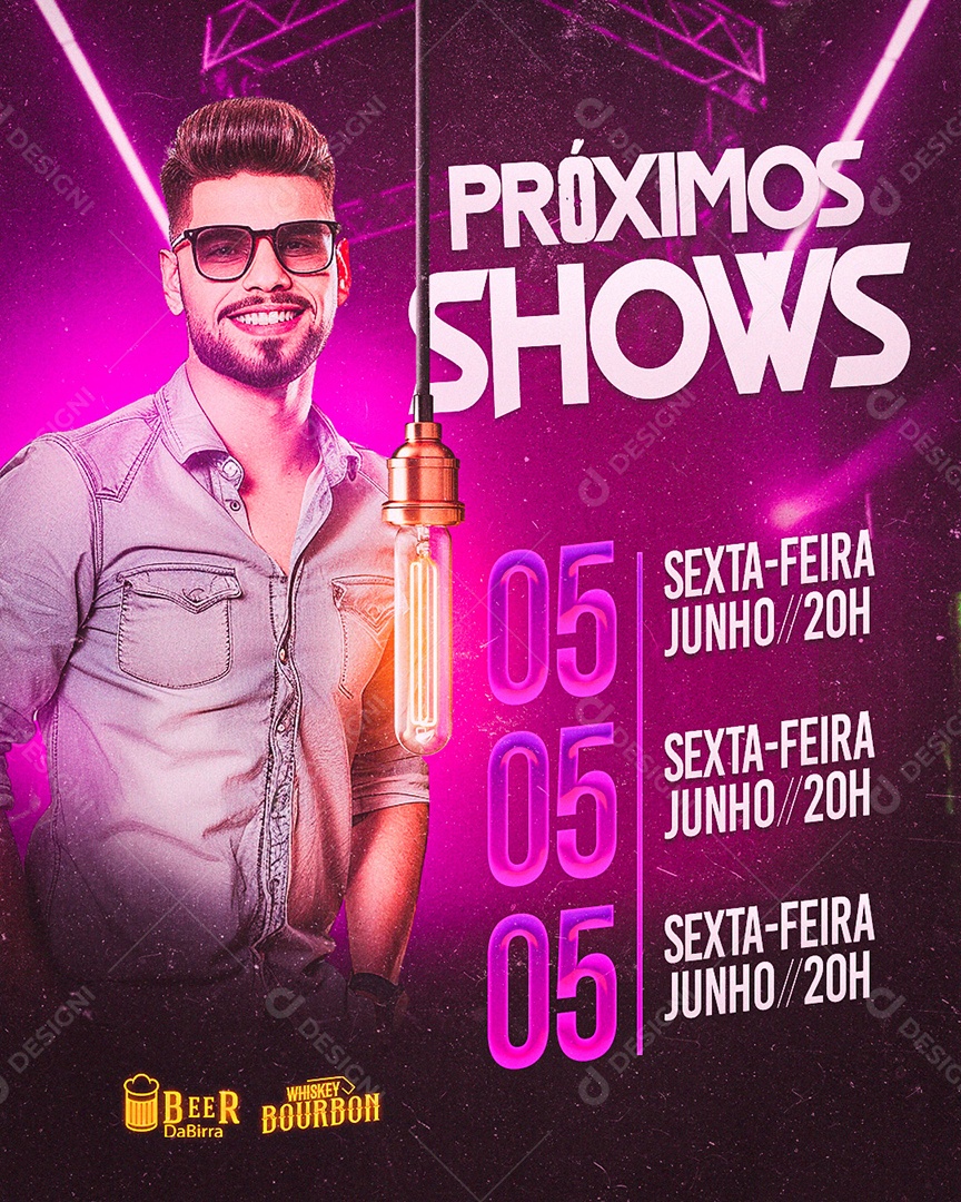 Flyer Próximo Shows Artistas Social Media PSD Editável