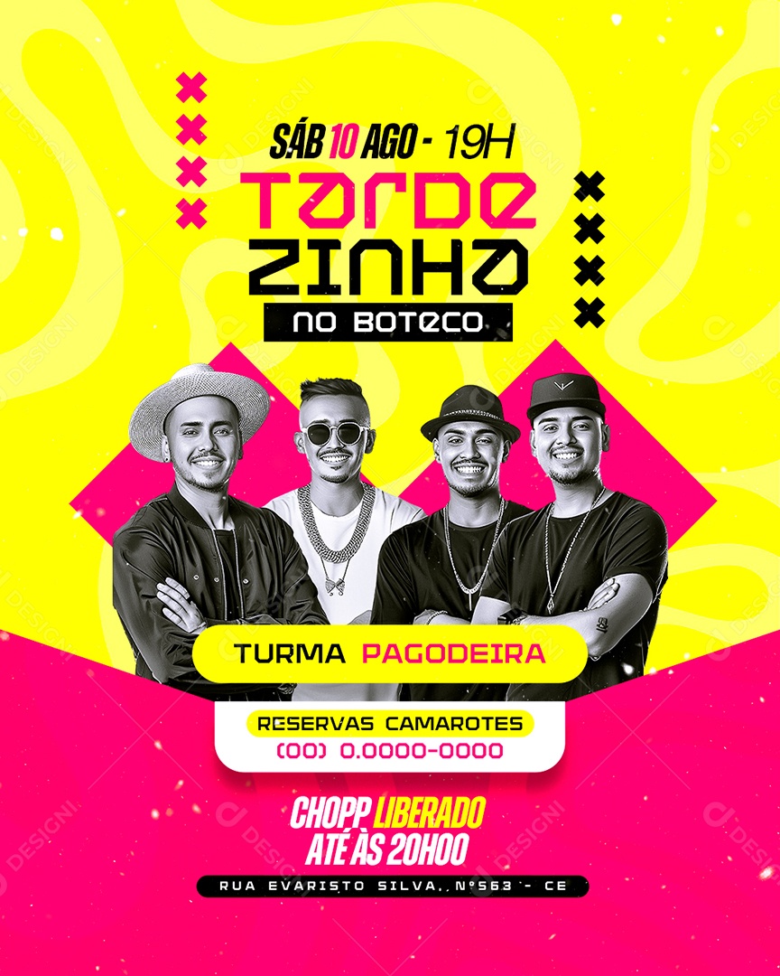 Flyer Tardezinha no Boteco Turma Pagodeira Social Media PSD Editável