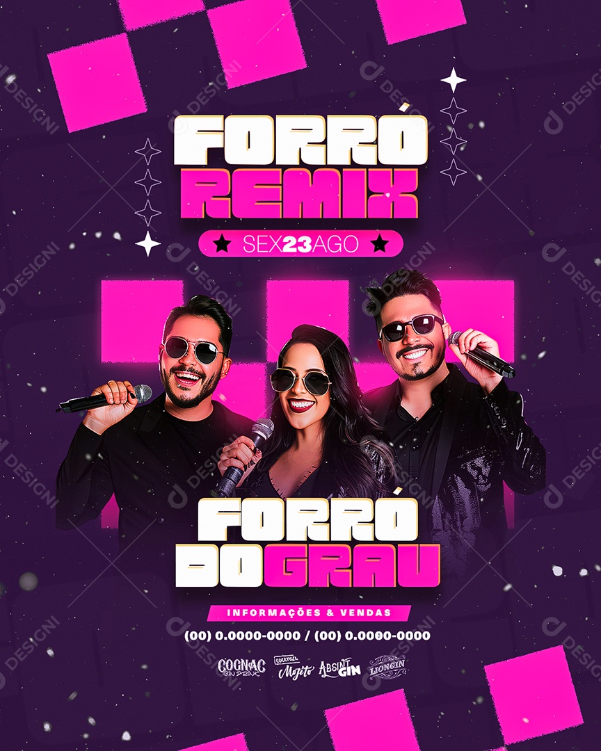 Flyer Forró Remix Artistas Social Media PSD Editável