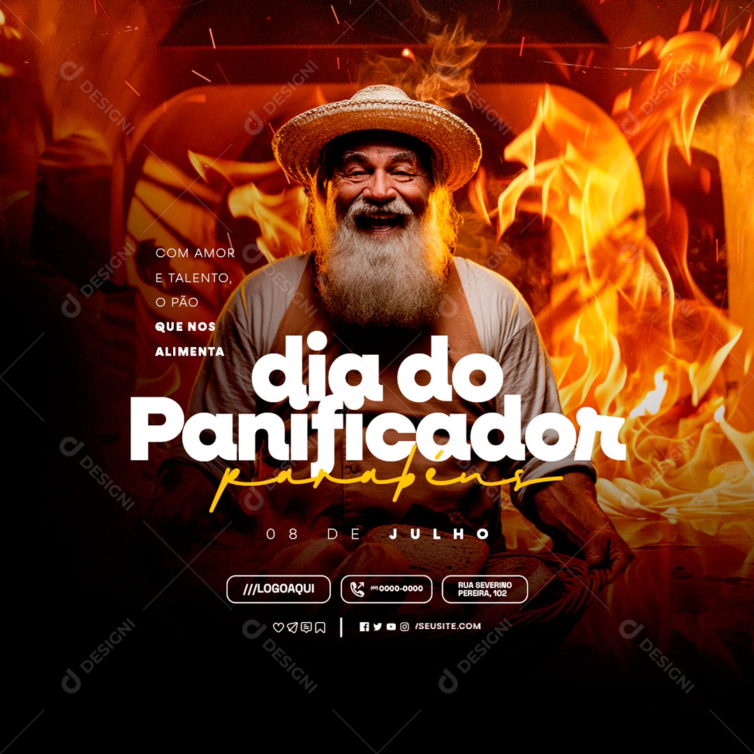 Dia do Panificador 08 de Julho o Pão que nos Alimenta Social Media PSD Editável