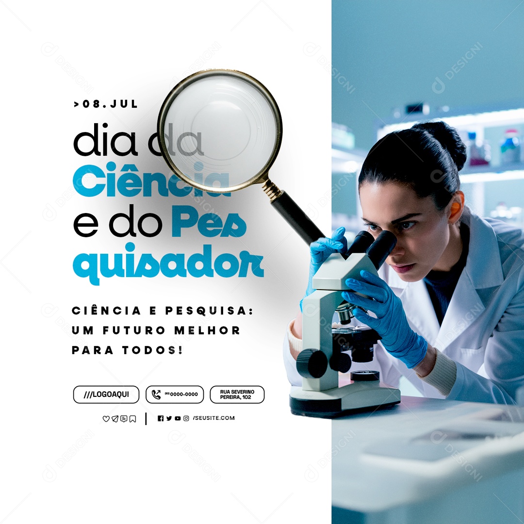 Dia Nacional da Ciência e do Pesquisador 08 de Julho um Futuro Melhor Social Media PSD Editável