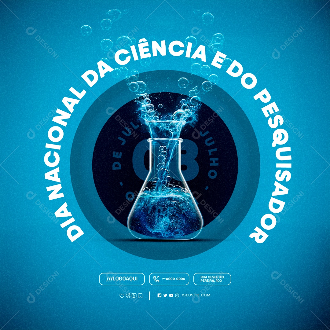 Social Media Dia Nacional da Ciência e do Pesquisador 08 de Julho PSD Editável