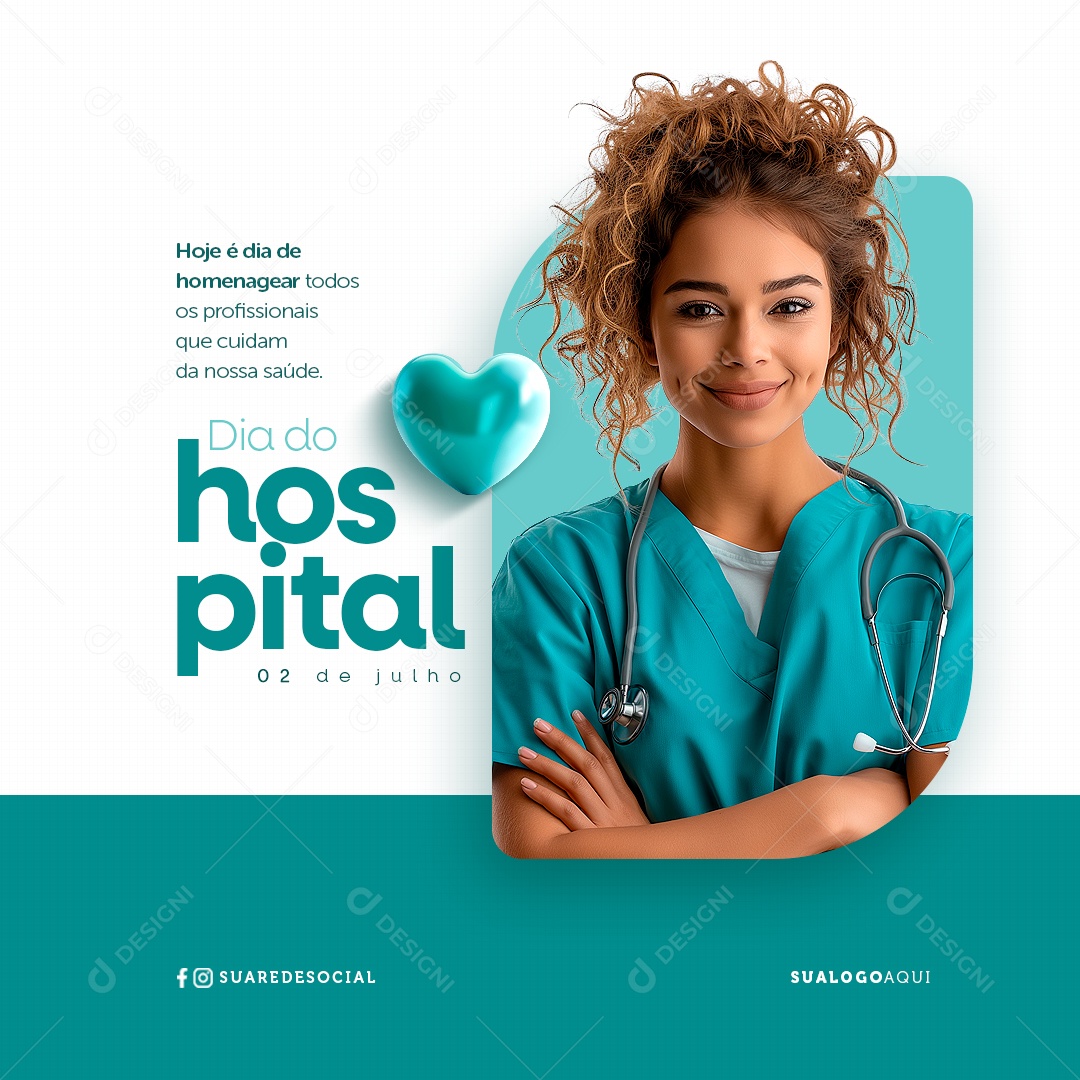 Dia do Hospital 02 de Julho Social Media PSD Editável