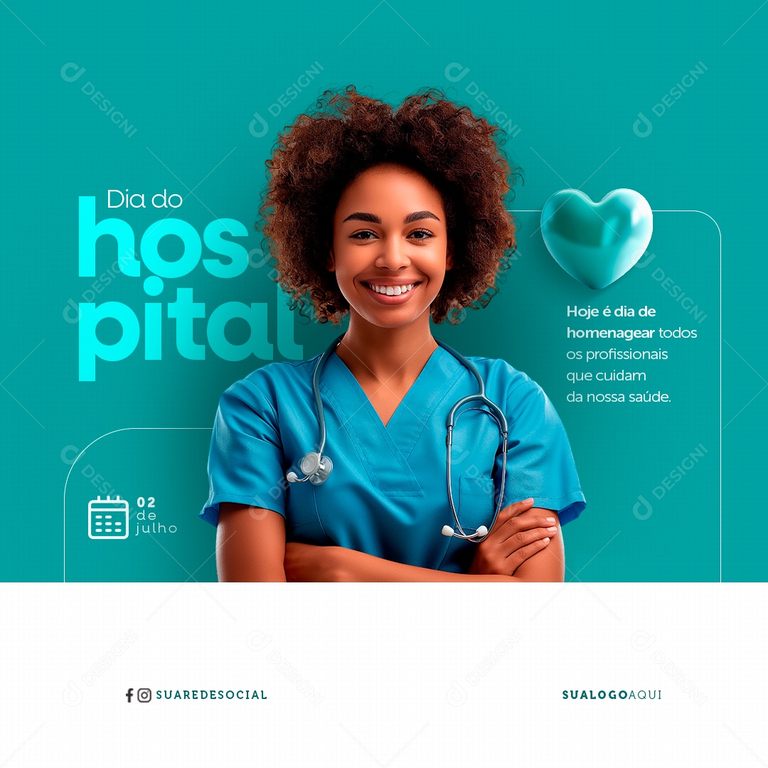Dia do Hospital 2 de Julho Social Media PSD Editável