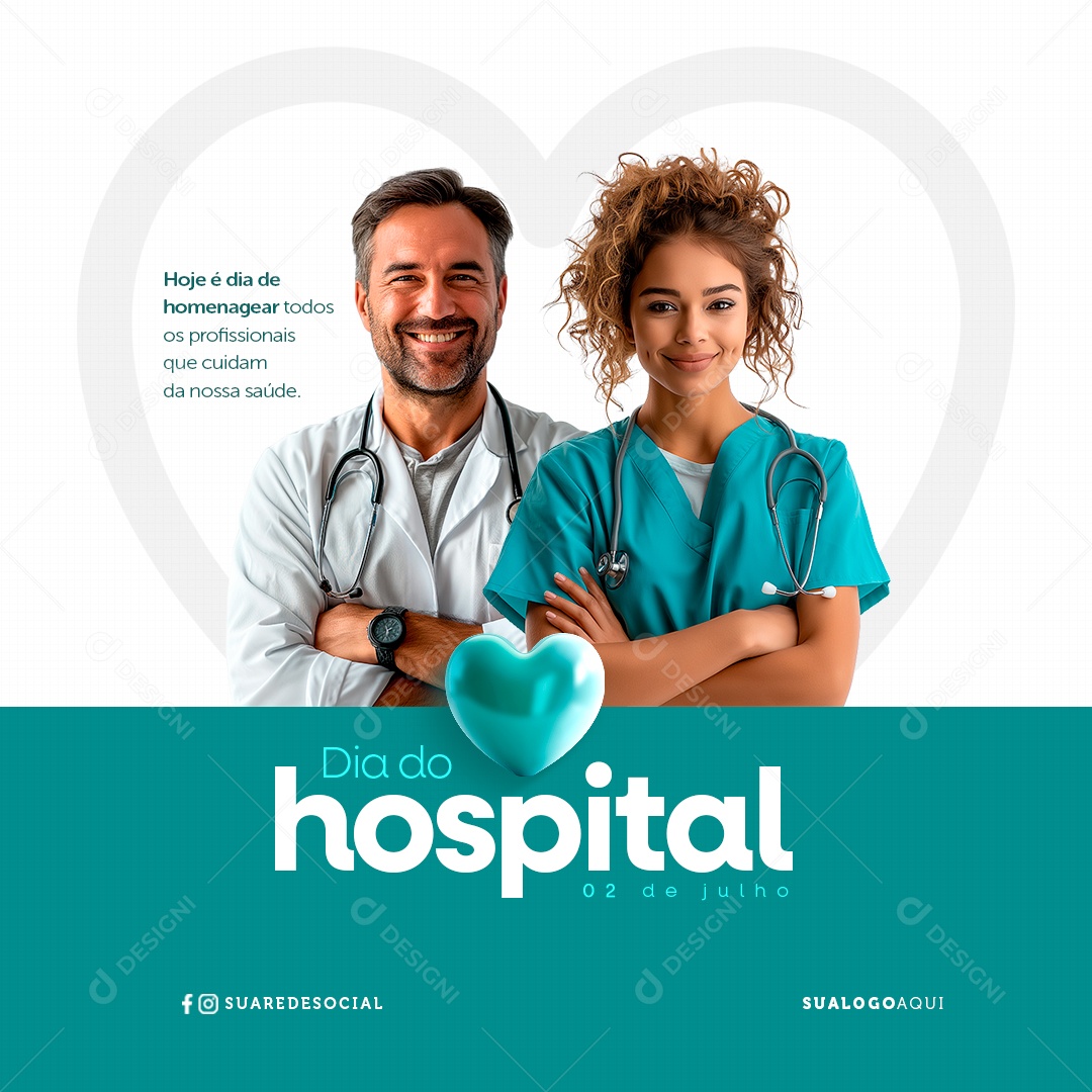 Dia do Hospital 2 de Julho Social Media PSD Editável