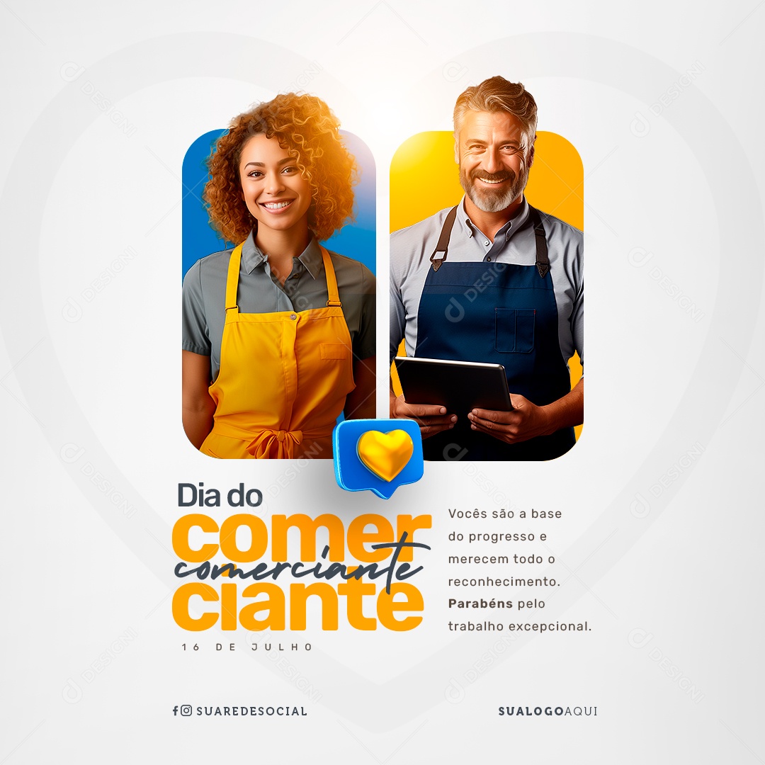 Dia Do Comerciante 16 De Julho Social Media PSD Editável