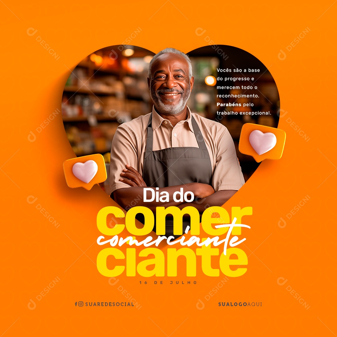 Dia Do Comerciante 16 De Julho Social Media PSD Editável