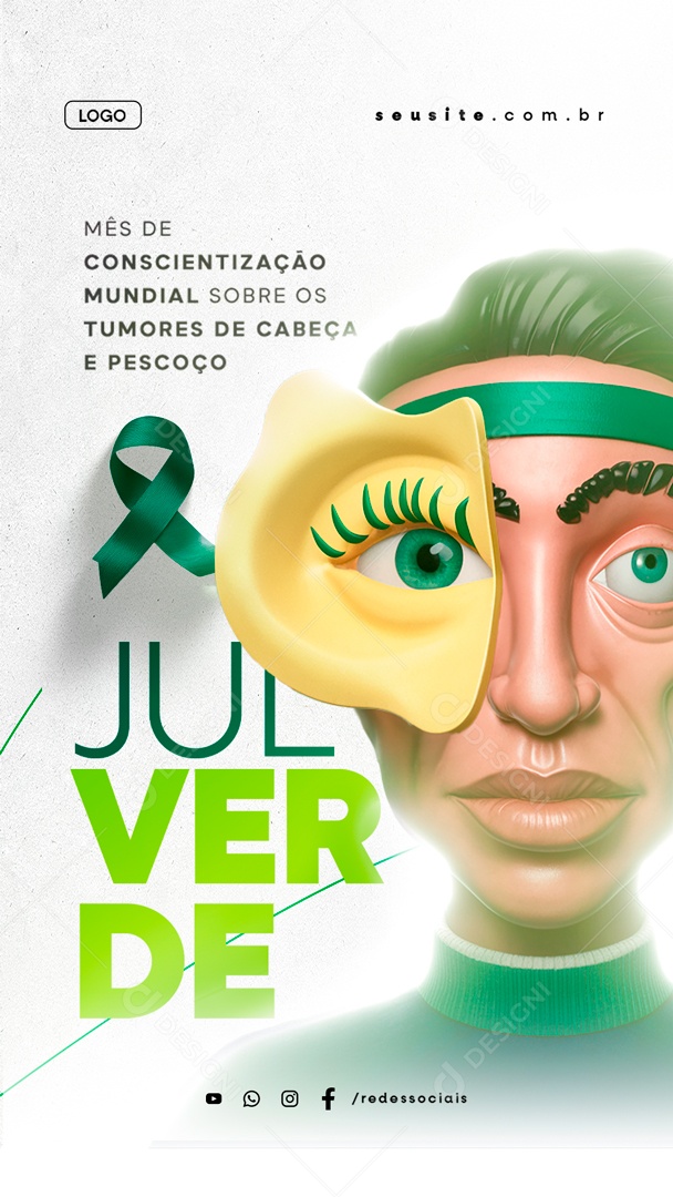 Story Julho Verde Mês de Conscientização Mundial Sobre os Tumores Social Media PSD Editável
