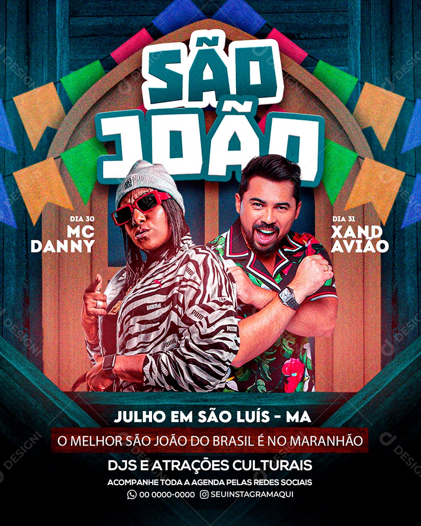 Flyer para Eventos Junino e São João Com Detalhes Profissional