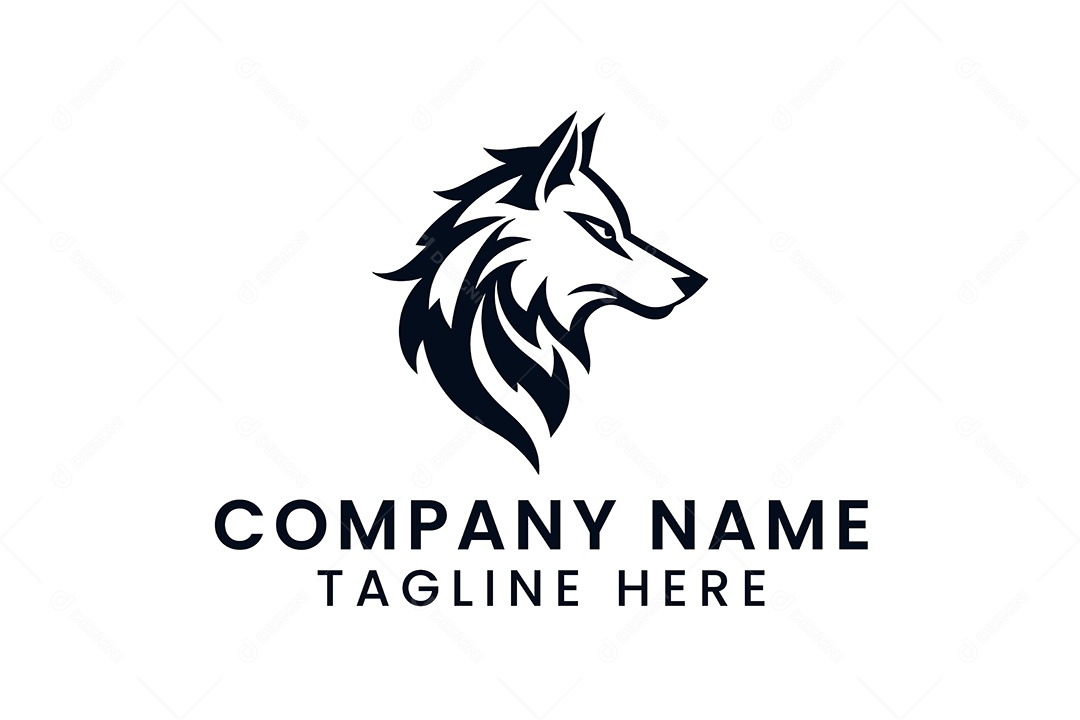 Modelo de Logo de Lobo PNG + AI Editável