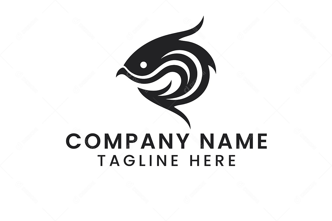 Modelo de Logo de Peixe PNG + AI Editável