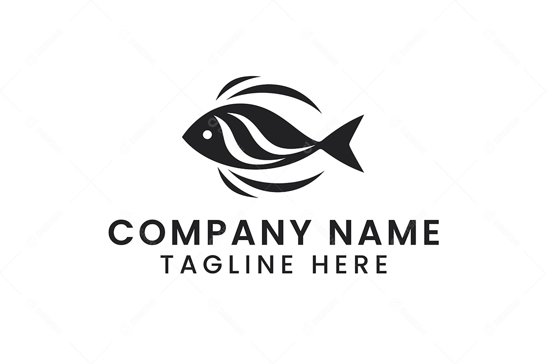 Modelo de Logo de Peixe PNG + AI Editável