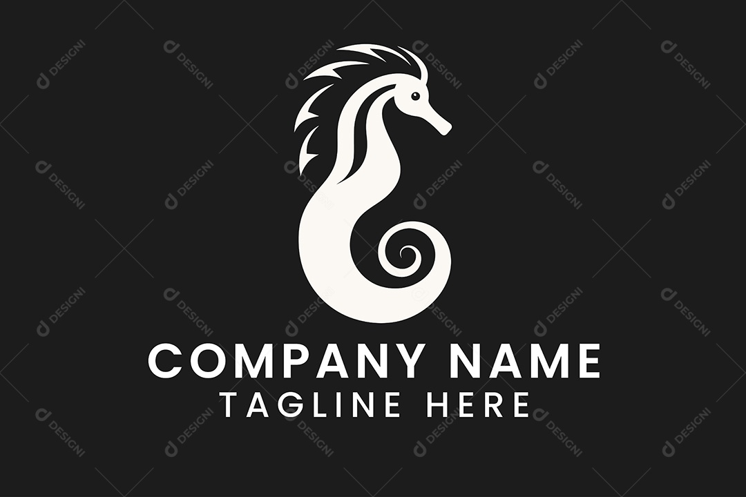 Modelo de Logo de Cavalo Marinho PNG + AI Editável