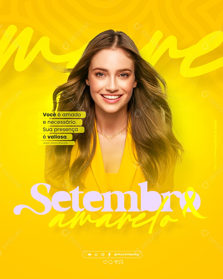 Setembro Amarelo Você é Amado e Necessário Social Media PSD Editavel