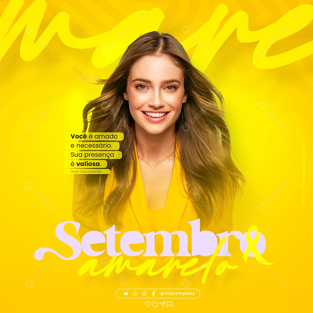 Feed Setembro Amarelo Você é Amado e Necessário Social Media PSD Editavel
