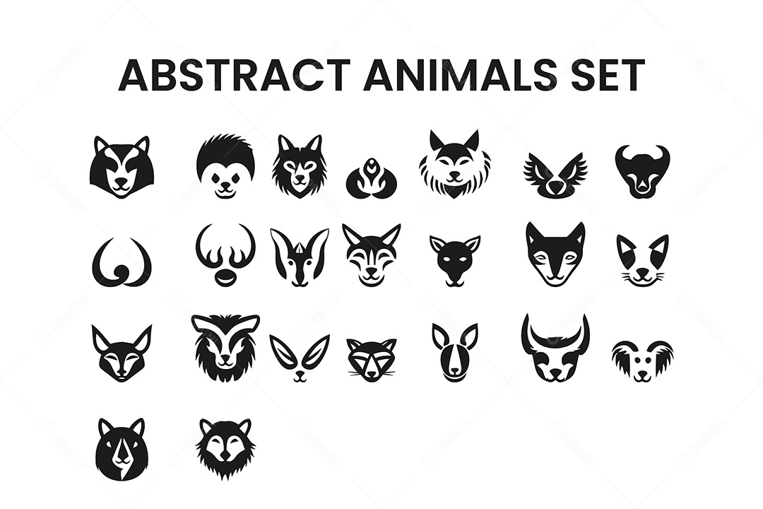 Conjunto de Desenhos de Animais PNG + Ai Editável