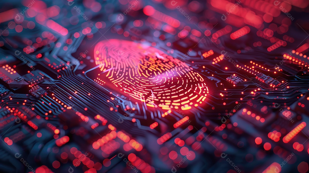 Futuro processamento digital de tecnologia de scanner biométrico de impressão digital conceito de monitoramento de programa digital e digitalização de segurança