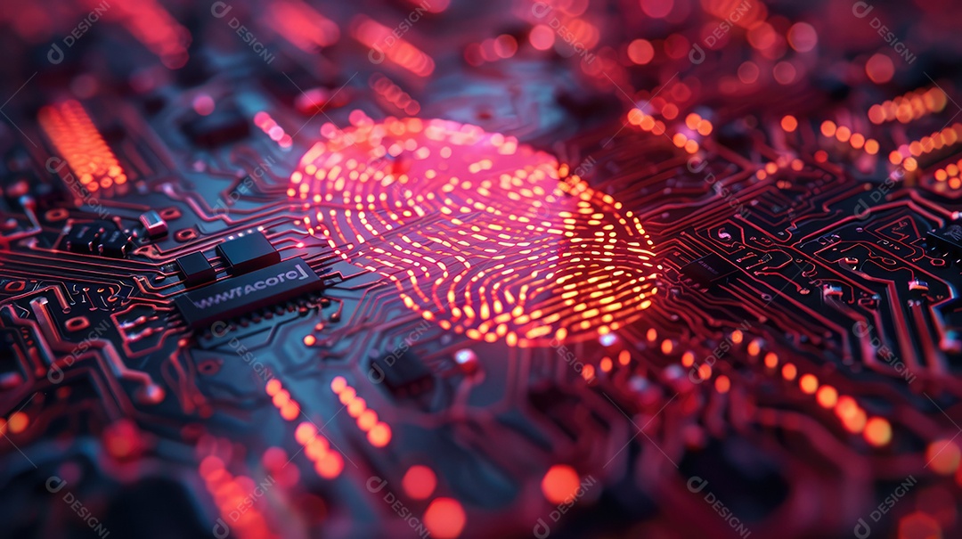 Futuro processamento digital de tecnologia de scanner biométrico de impressão digital conceito de monitoramento de programa digital e digitalização de segurança