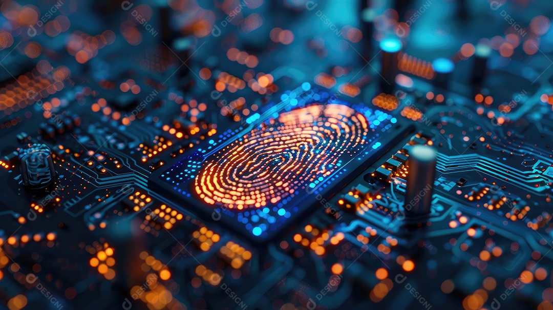 Futuro processamento digital de tecnologia de scanner biométrico de impressão digital conceito de monitoramento de programa digital e digitalização de segurança