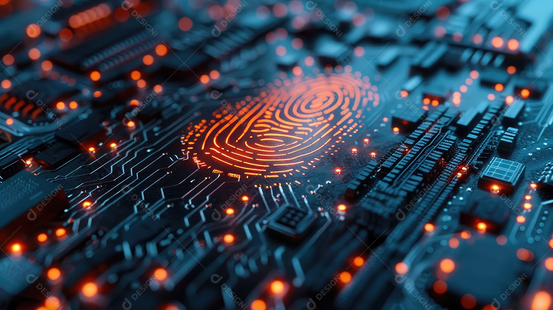 Futuro processamento digital de tecnologia de scanner biométrico de impressão digital conceito de monitoramento de programa digital e digitalização de segurança