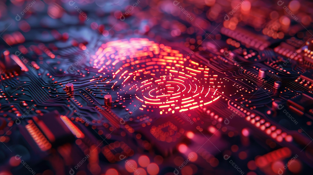 Futuro processamento digital de tecnologia de scanner biométrico de impressão digital conceito de monitoramento de programa digital e digitalização de segurança