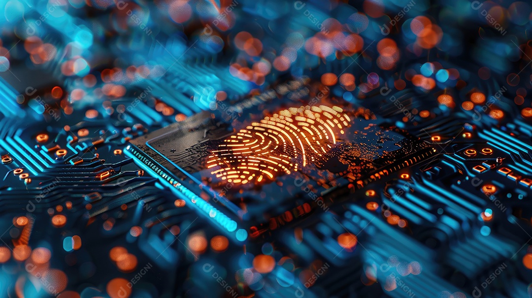 Futuro processamento digital de tecnologia de scanner biométrico de impressão digital conceito de monitoramento de programa digital e digitalização de segurança