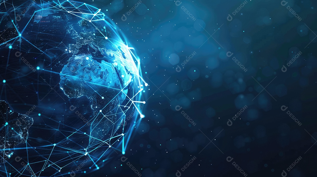 Conexões de rede digitais cobrindo a terra representando a comunicação global e a troca de dados