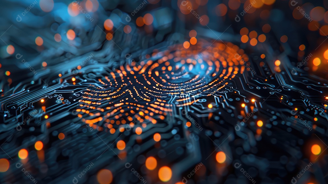 Processamento digital futurista de scanner biométrico de impressão digital