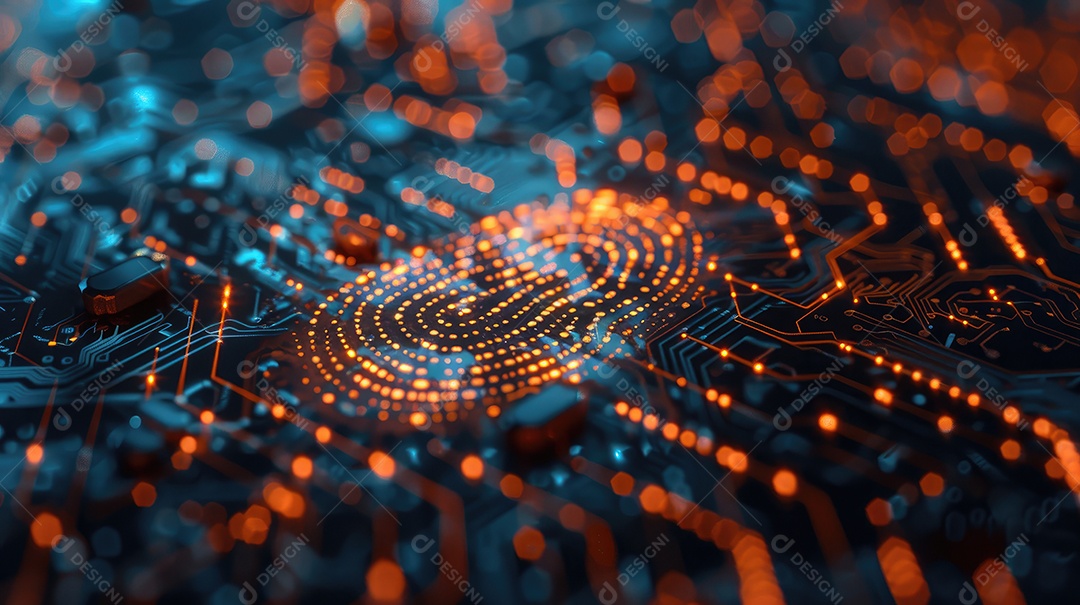 Processamento digital futurista de scanner biométrico de impressão digital