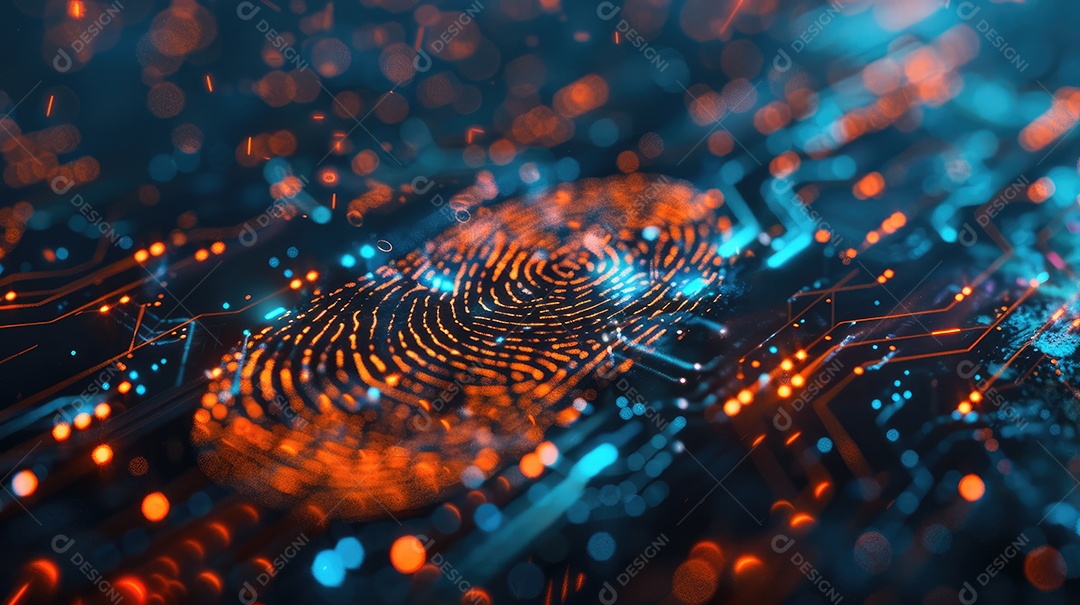 Processamento digital futurista de scanner biométrico de impressão digital