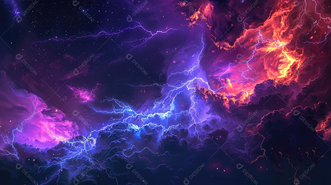 Uma renderização 3D vibrante captura a intensidade de um raio colorido dinâmico gerado por IA