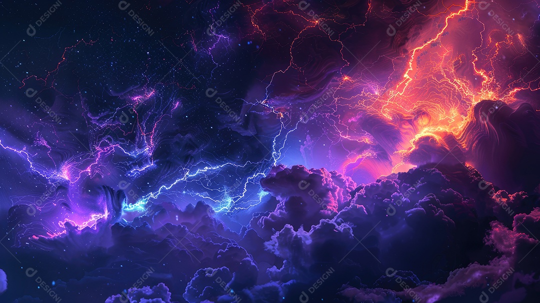 Uma renderização 3D vibrante captura a intensidade de um raio colorido dinâmico gerado por IA