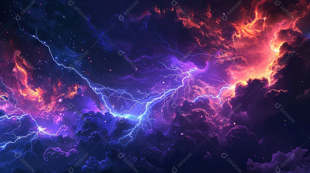 Uma renderização 3D vibrante captura a intensidade de um raio colorido dinâmico gerado por IA