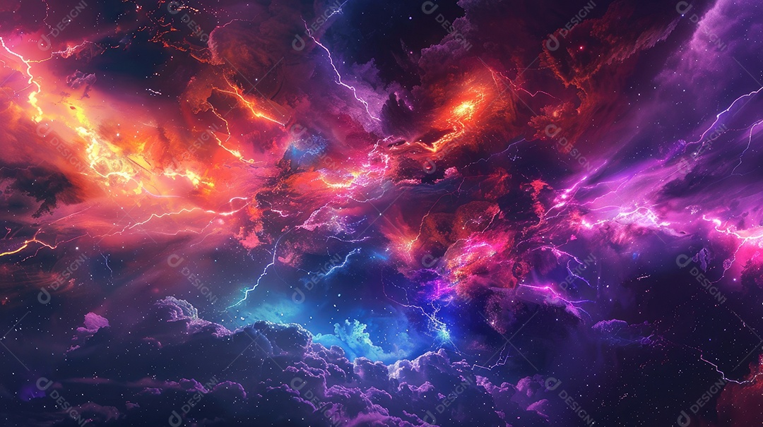 Uma renderização 3D vibrante captura a intensidade de um raio colorido dinâmico gerado por IA