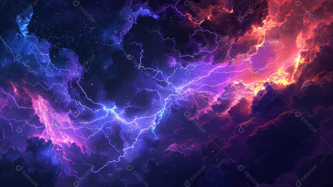 Uma renderização 3D vibrante captura a intensidade de um raio colorido dinâmico gerado por IA