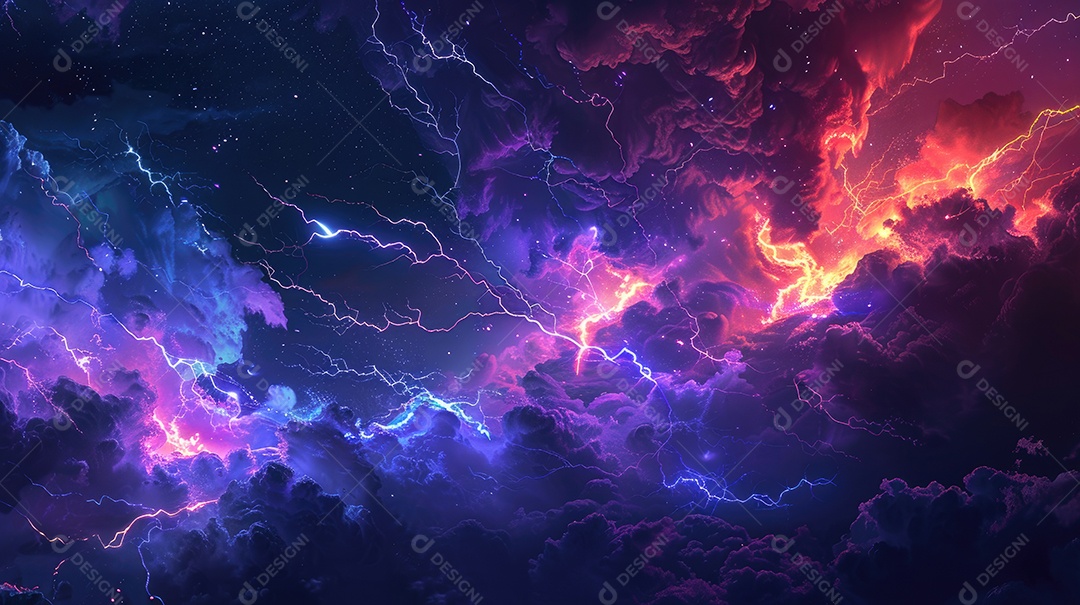 Uma renderização 3D vibrante captura a intensidade de um raio colorido dinâmico gerado por IA