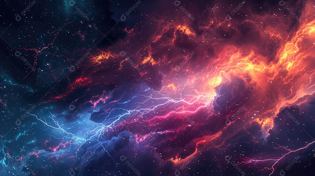 Uma renderização 3D vibrante captura a intensidade de um raio colorido dinâmico gerado por IA.