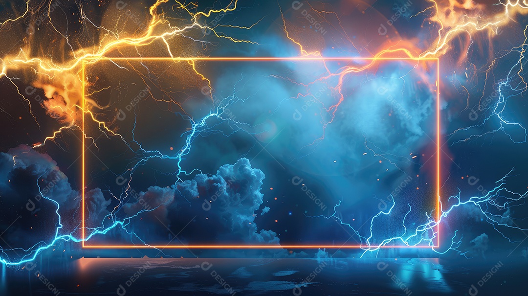 Uma renderização 3D vibrante captura a intensidade de um raio colorido