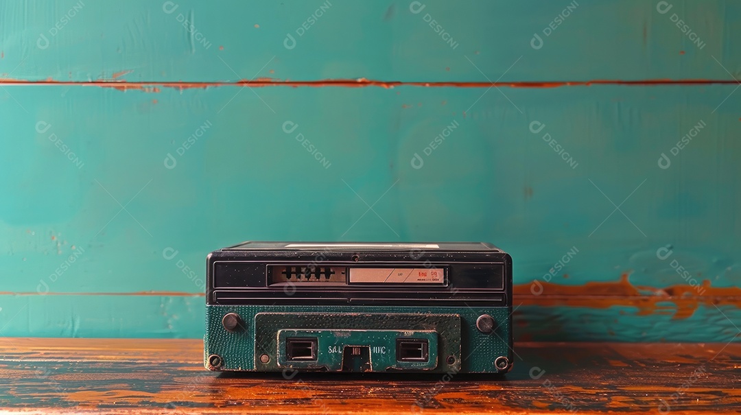 Rádio vintage retrô e estiloso como um banner amplo para conversas de mídia ou conceitos de streaming de podcast com área de copyspace