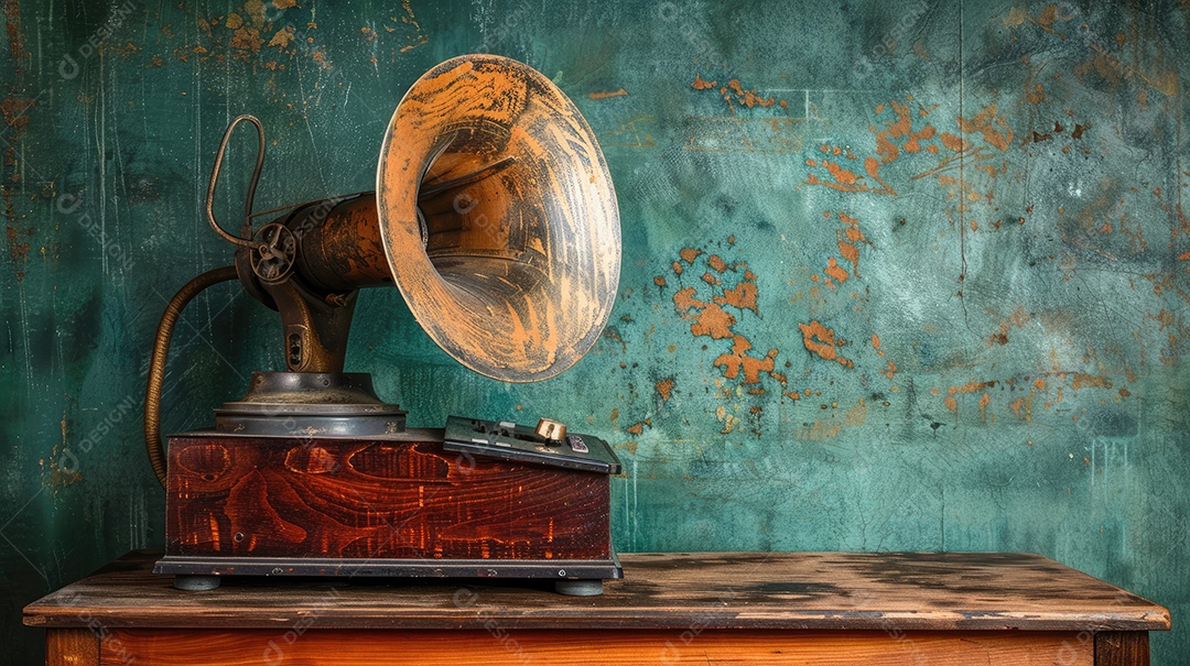 Rádio vintage retrô e estiloso como um banner amplo para conversas de mídia ou conceitos de streaming de podcast com área de copyspace