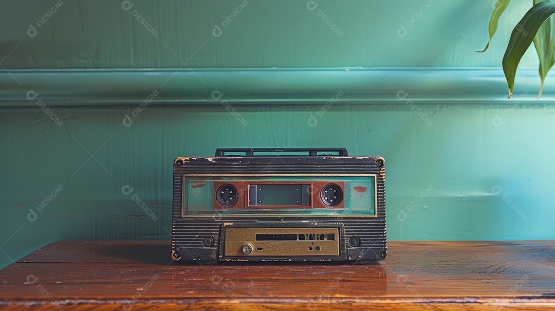 Rádio vintage retrô e estiloso como um banner amplo para conversas de mídia ou conceitos de streaming de podcast com área de copyspace