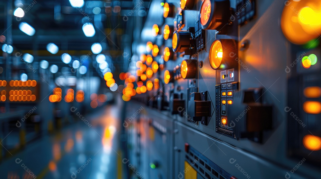 Uma foto macro de um sistema de controle automatizado de refinaria ilustrando o uso da tecnologia na otimização de processos petroquímicos