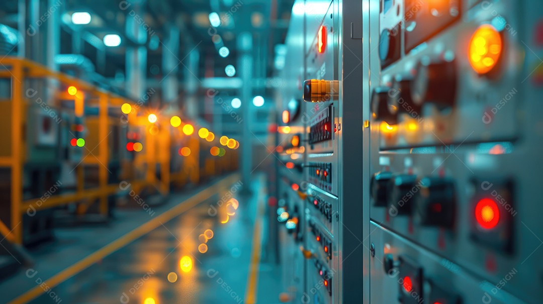 Uma foto macro de um sistema de controle automatizado de refinaria ilustrando o uso da tecnologia na otimização de processos petroquímicos