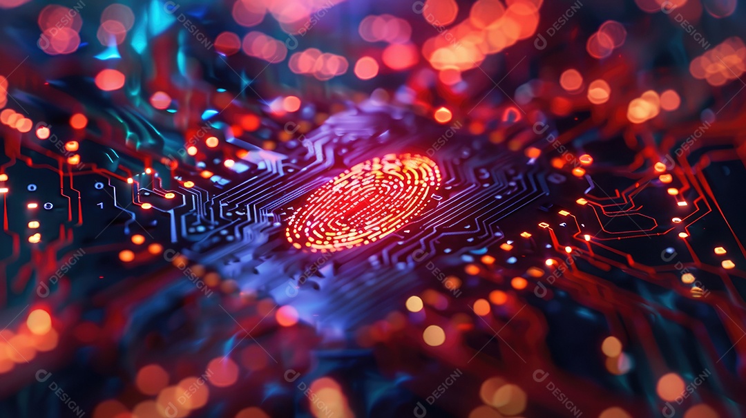 Processamento digital futurista de scanner biométrico de impressão digital