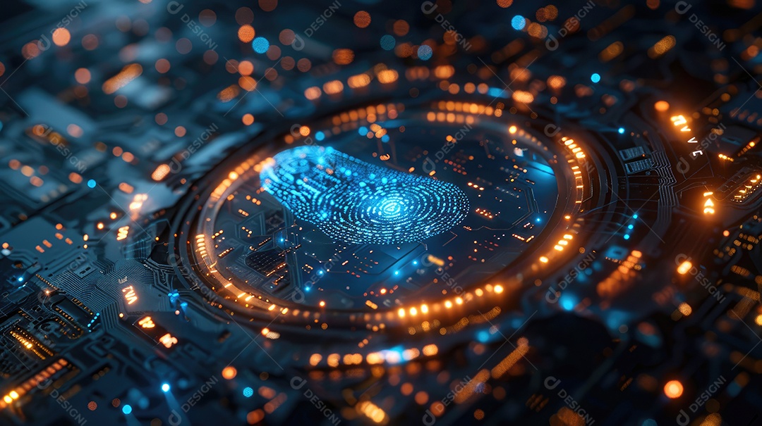 Processamento digital futurista de scanner biométrico de impressão digital