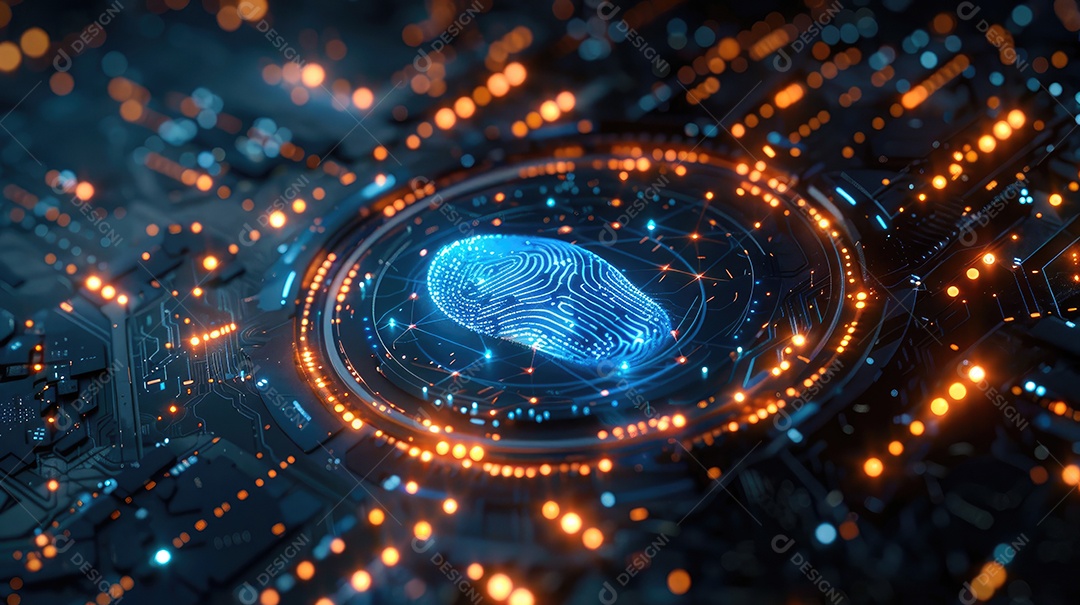 Processamento digital futurista de scanner biométrico de impressão digital