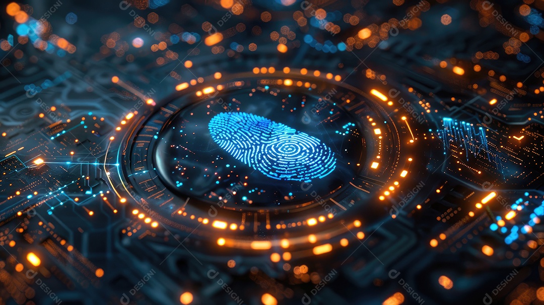 Processamento digital futurista de scanner biométrico de impressão digital