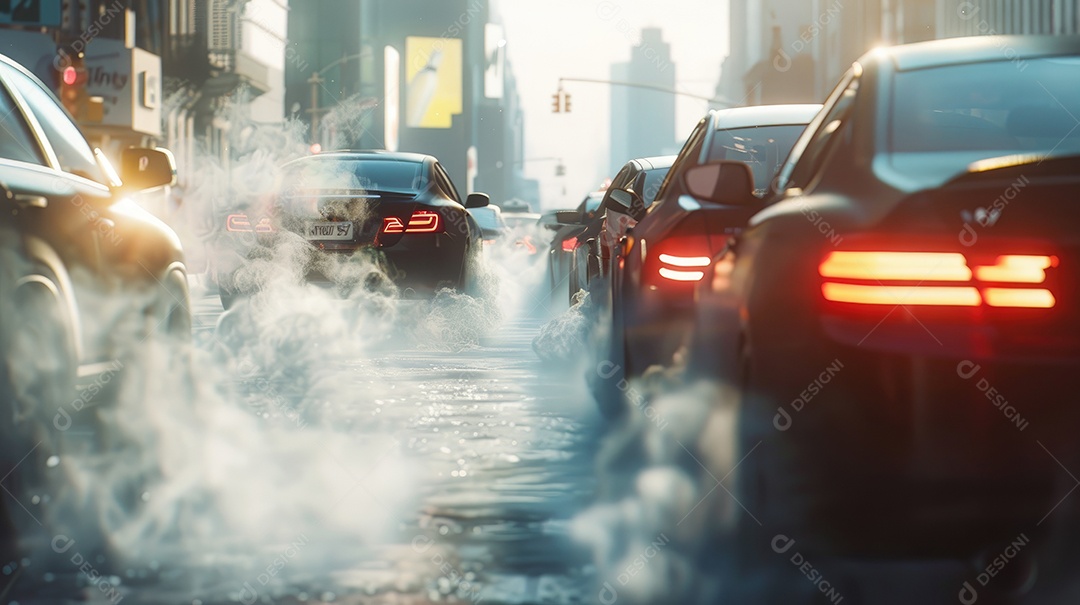 O trânsito avança lentamente ao longo de uma rodovia lotada durante os horários de pico