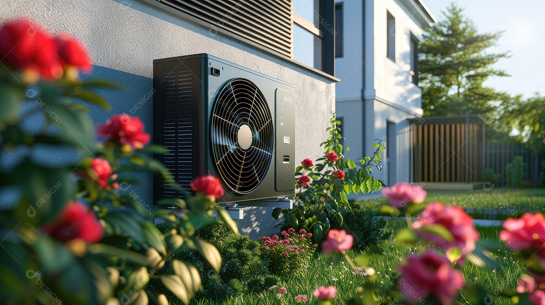 A aparência desgastada de um velho ar condicionado cercado por hera trepadeira