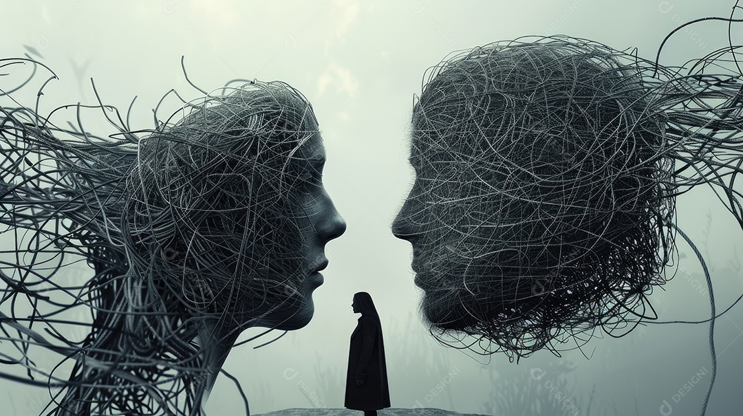 Conceito de ilustração abstrata representando bem-estar mental atenção plena depressão e ansiedade